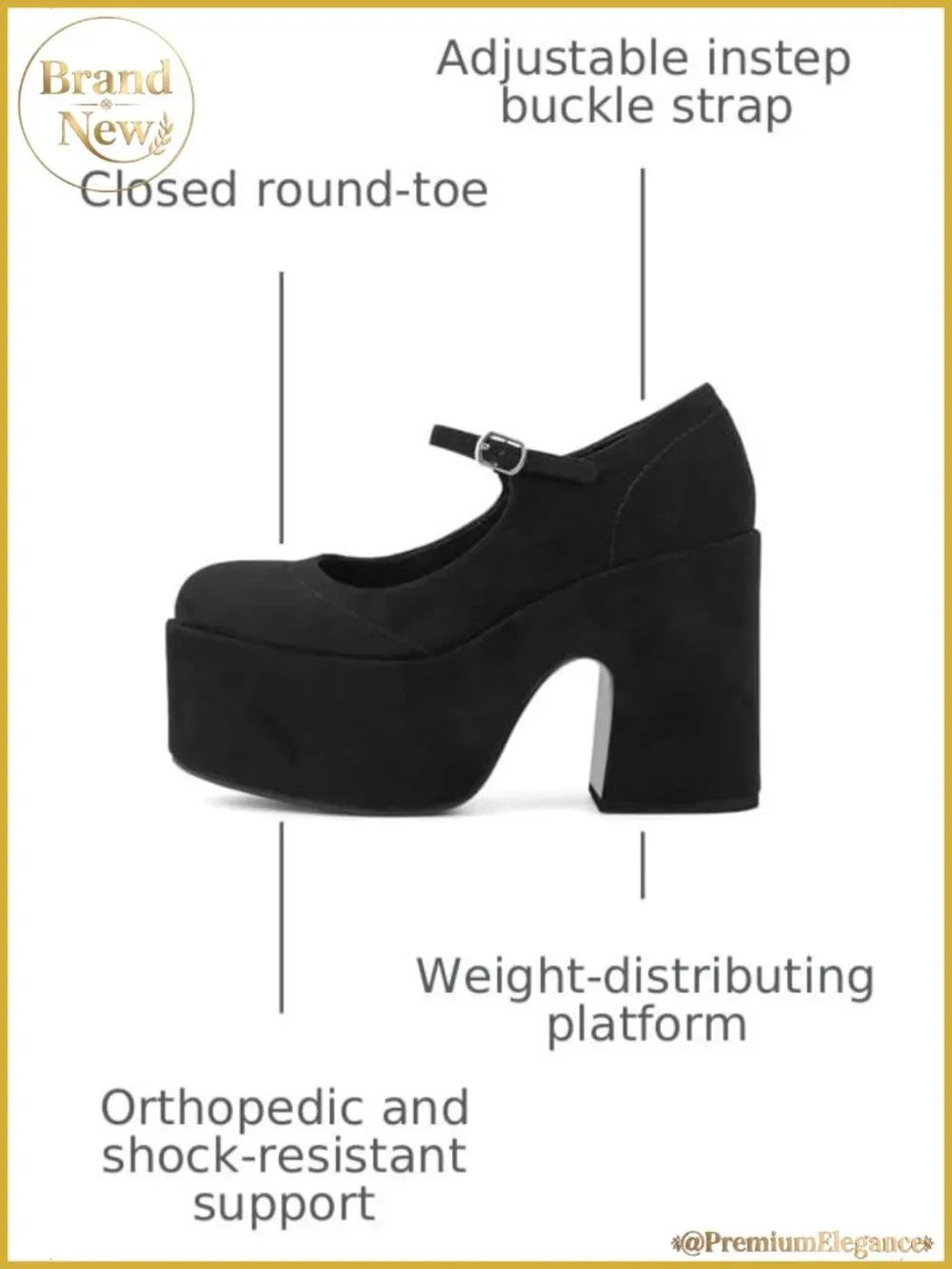 Platform Mary Jane heels with adjustable buckle strap